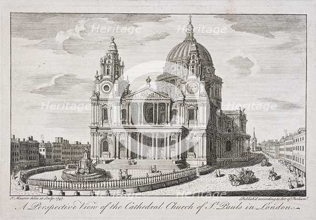 St Paul's Cathedral (new) exterior, London, 1747. Artist: John Maurer