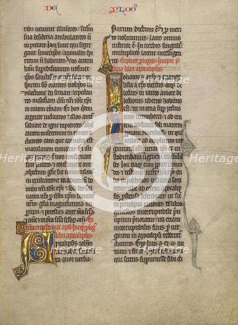 Initial J: Saint John the Evangelist with his Symbol; Concluding Volume of a Bible, about 1260-1270. Creator: Unknown.