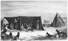 Patagonians in a 'toldo' or skin tent, 1830 (1839). Artist: Unknown