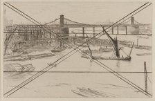 Old Hungerford Bridge, 1861. Creator: James Abbott McNeill Whistler.