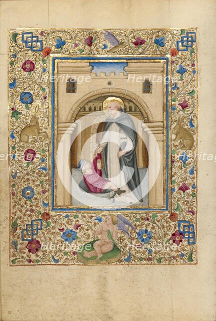 Saint Vincent Liberating a Man from Prison; Book of Hours, about 1460. Creator: Unknown.