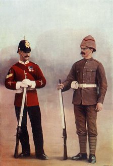 'Colour-Sergeant and Private (in Khaki), Gloucester Regiment', 1900. Creator: Gregory & Co.