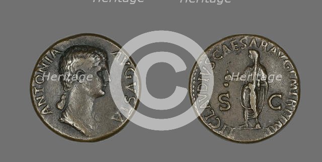 Dupondius (Coin) Portraying Antonia, 50-54. Creator: Unknown.