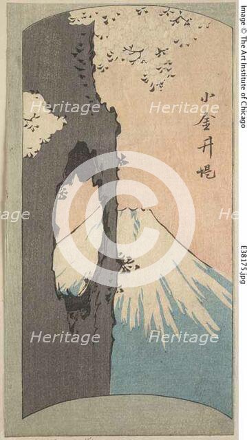 Koganei, section of a sheet from the series "Cutout Pictures of Famous Places in...", 1857. Creator: Ando Hiroshige.