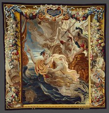Caesar Throws Himself into the Sea from The Story of Caesar and Cleopatra, Flanders, c. 1680. Creator: Willem van Leefdael.