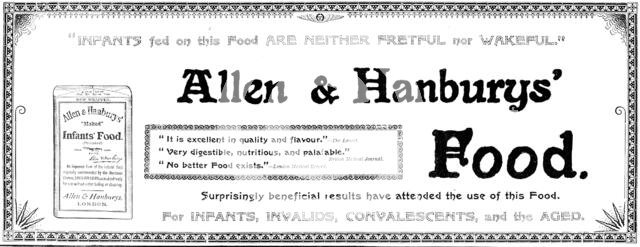 Advertisement for Allen & Hanburys' Food, 1898. Creator: Unknown.