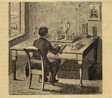 In a telegraph office, arrival of the dispatch, c1850. Creator: Anonymous.