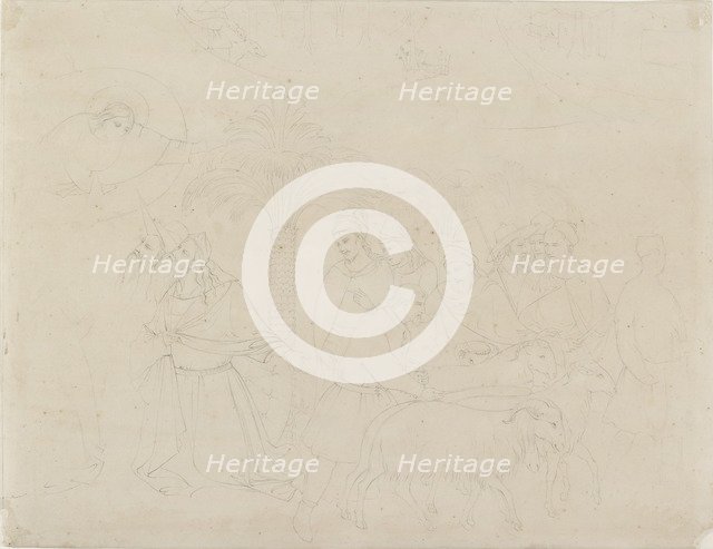 Pencil Outline of a Part of the Fresco of 'The Friends of Job', 1845. Artist: John Ruskin.