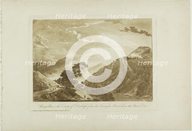 Llangollin in the County of Denbigh, from the Turnpike Road Above the River Dee, 1776. Creator: Paul Sandby.