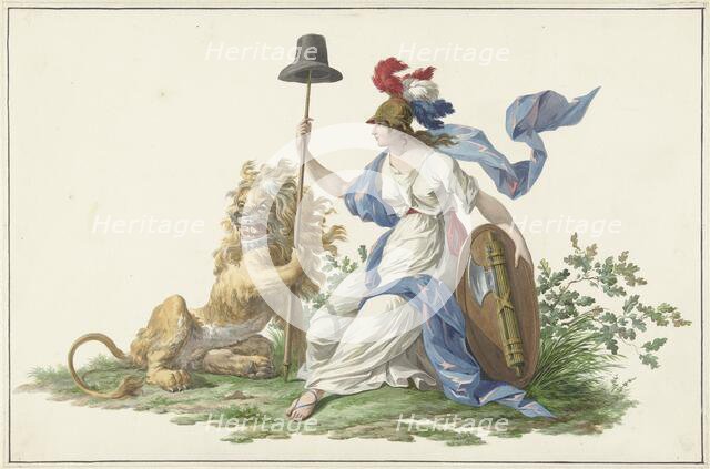 Desing for the flag of the Batavian Navy, 1796, (1796).  Creator: Dirk Langendijk.