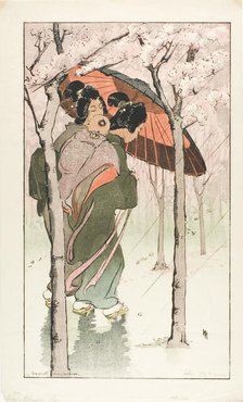 Cherry Blossom Rain, 1905. Creator: Helen Hyde.