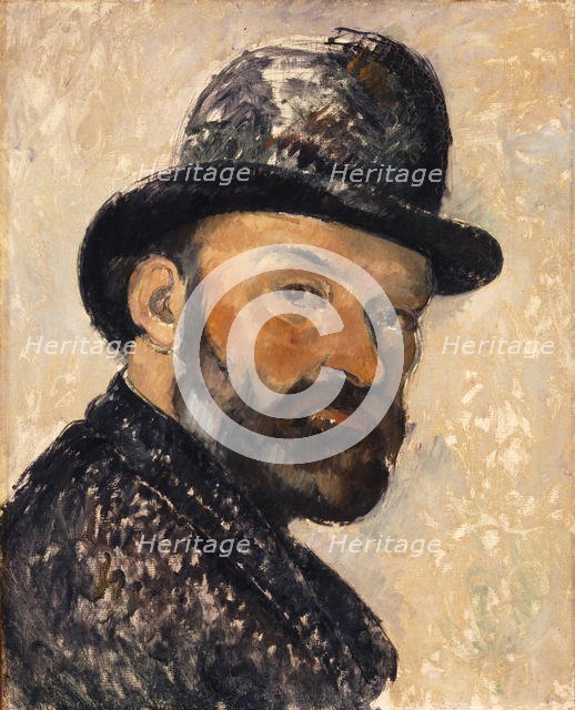 Self-Portrait with Bowler Hat , 1885-1886. Creator: Cézanne, Paul (1839-1906).