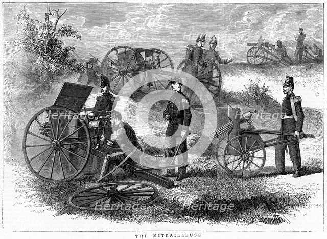 Montigny mitrailleuse, rapid fire gun, 1870.   Artist: Joseph Montigny