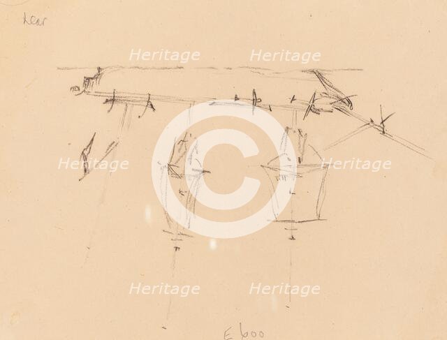 A Sailing Ship [verso], 1839/1845. Creator: Edward Lear.