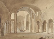 Interior of S. Hilaire at Poitiers, with kneeling figures at confession, 1802-1871. Creator: Alexis Nicolas Noël.