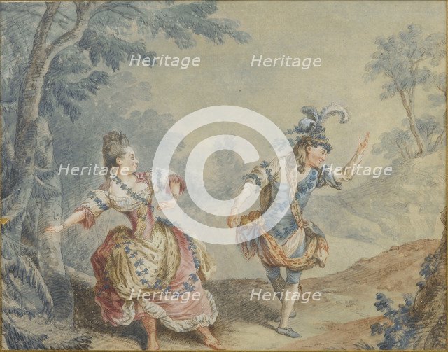 Marie Allard and Jean Dauberval in the opéra-ballet Silvie. Artist: Carmontelle, Louis (1717-1806)