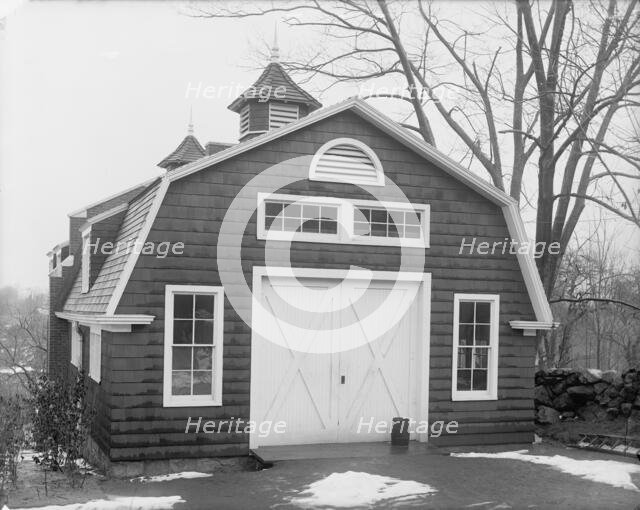 Carriage house at club, end view, New York City, between 1900 and 1910. Creator: William H. Jackson.