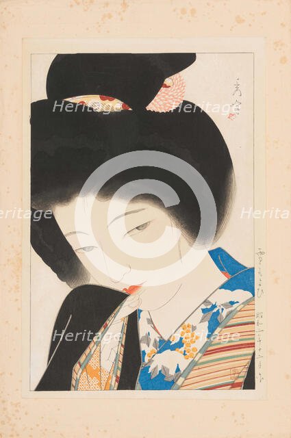 Approaching Snow (Yuki moyoi). From the Series "Women in Four Settings (Fujo yondai)", 1927. Creator: Shuho, Yamakawa (1898-1944).