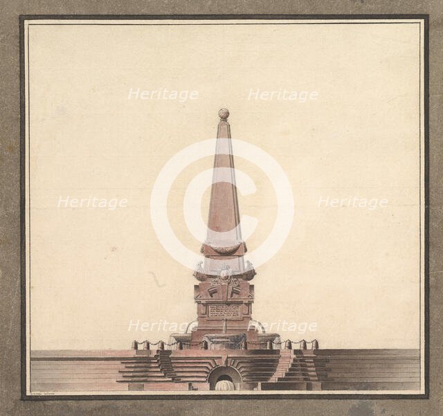 Design for a fountain with an obelisk, ca. 1760-80. Creator: Anon.