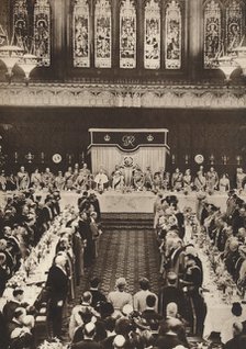 'King George VI and Queen Elizabeth attending a luncheon to celebrate coronation', 1937. Artist: Unknown.