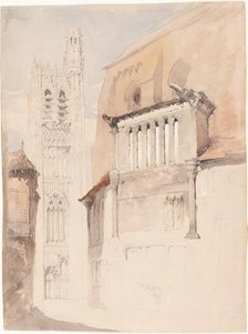 Tower of the Cathedral at Sens, c. 1845. Creator: John Ruskin.