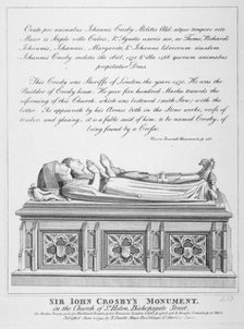 Tombs in the Church of St Helen, Bishopsgate, City of London, 1794. Artist: Anon