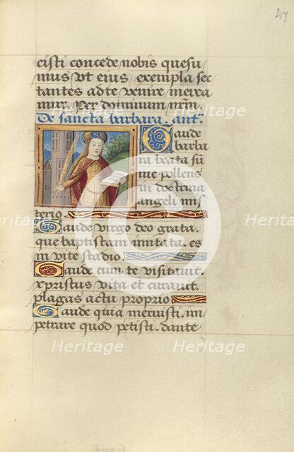 Saint Barbara; Poncher Hours, about 1500. Creator: Master of Jacques de Besancon.