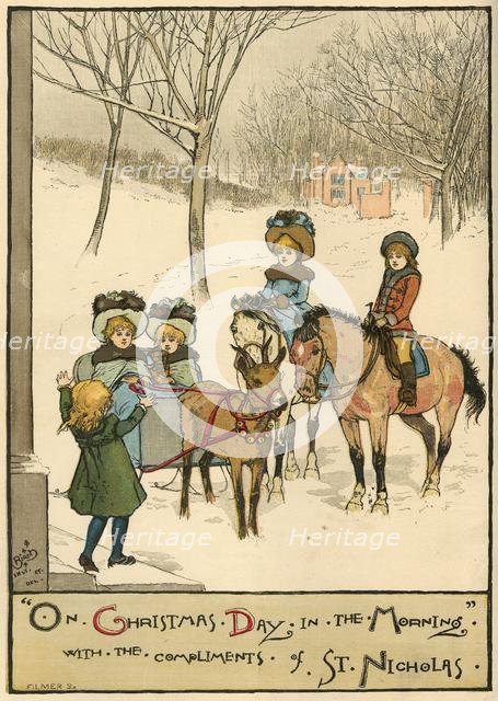 "On Christmas Day in the Morning", with the Compliments of St. Nicholas', 1883. Creator: Unknown.