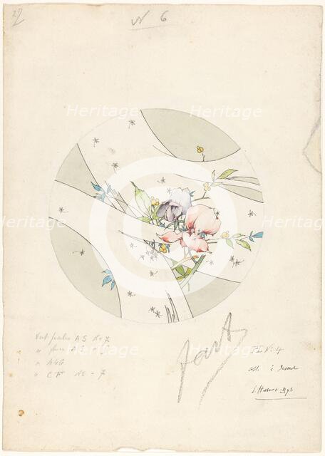 Design for a dessert plate, part of a porcelain service for Piilivuyt, c.1889-c.1890. Creator: Jules-Auguste Habert-Dys.