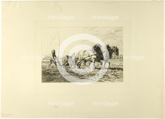 Plowing, c. 1865. Creator: Charles Emile Jacque.