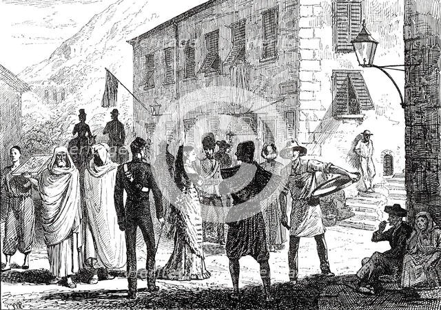 Street scene at Gibraltar, 1876. Creator: Unknown.