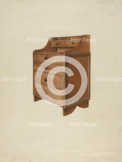 Shaker Sewing Desk, 1935/1942. Creator: John Davis.