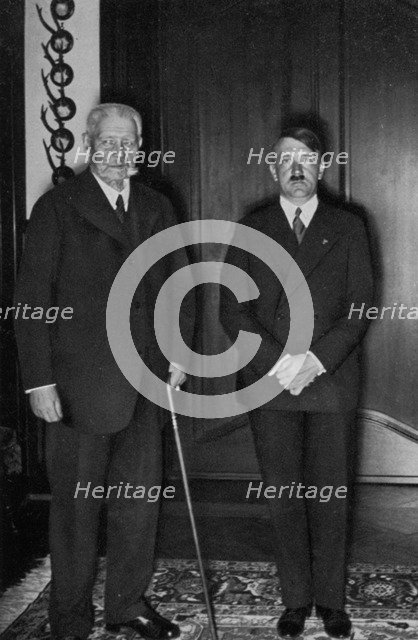 German President Paul von Hindenburg and Chancellor Adolf Hitler, c1933-c1934. Artist: Unknown