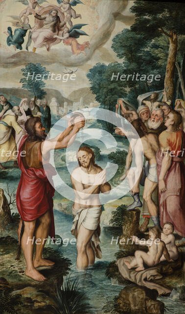 The Baptism of Christ (Triptych, left side panel), 1560. Creator: Robionoy, Jean de (active Mid of the 16th cen.).