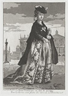 La Dame Venitienne en abit de masque (Venetian Woman in Carnival Dress), 1775. Creator: Giovanni David.