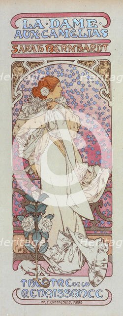 Affiche pour le Théâtre de la Renaissance, "la Dame aux Camélias"., c1898. Creator: Alphonse Mucha.