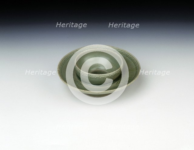 Celadon cupstand with incised floral decoration, Koryo dynasty, Korea, 1150-1200. Artist: Unknown