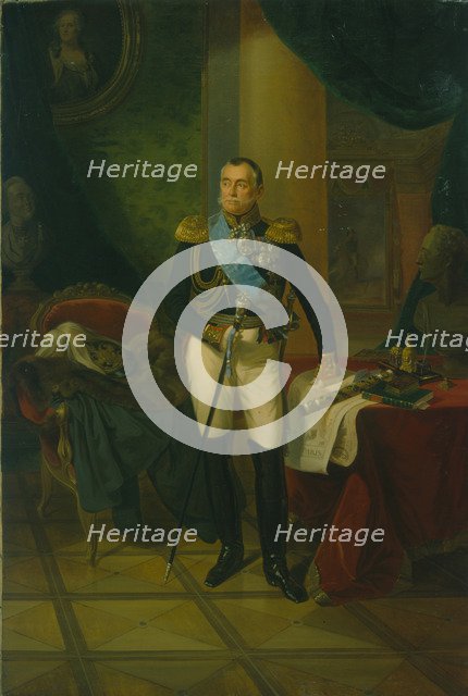 Portrait of Prince Pyotr Volkonsky (1776-1852), c. 1850. Artist: Anonymous  