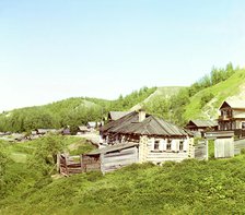 Small town of Vershiny near the city of Tobolsk, 1912. Creator: Sergey Mikhaylovich Prokudin-Gorsky.