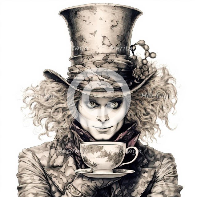 AI IMAGE - The Mad Hatter, from "Alice in Wonderland", 2023.  Creator: Heritage Images.