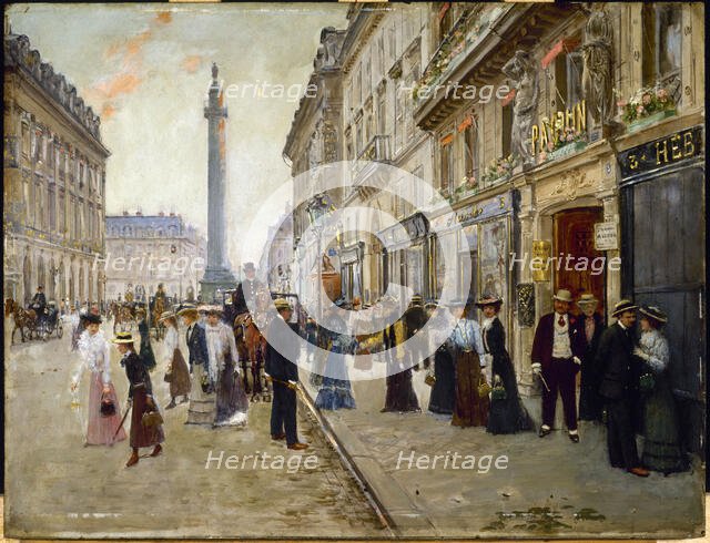 Workers leaving the Maison Paquin, c1900. Creator: Jean Beraud.