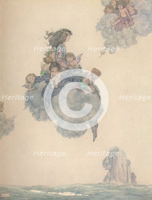 'With The Rest of Her Children of Air, Soared High Above the Rosy Cloud', c1930. Artist: W Heath Robinson.