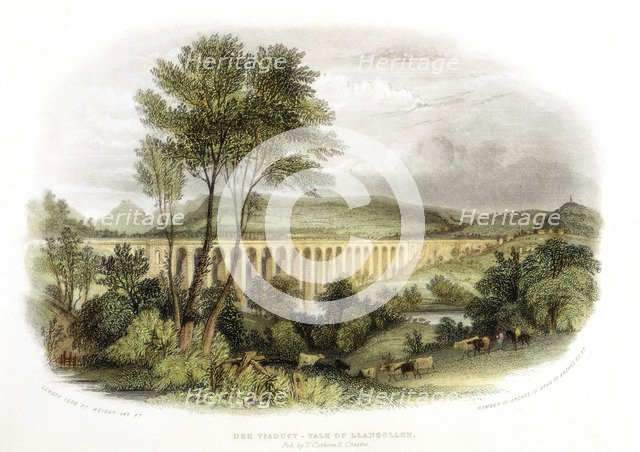 Dee Viaduct, Vale of Llangollen, on the Shrewsbury, Wales and Chester Railway c1848. Artist: Unknown