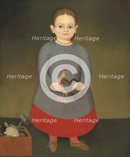 Girl with Toy Rooster, c. 1840. Creator: Unknown.