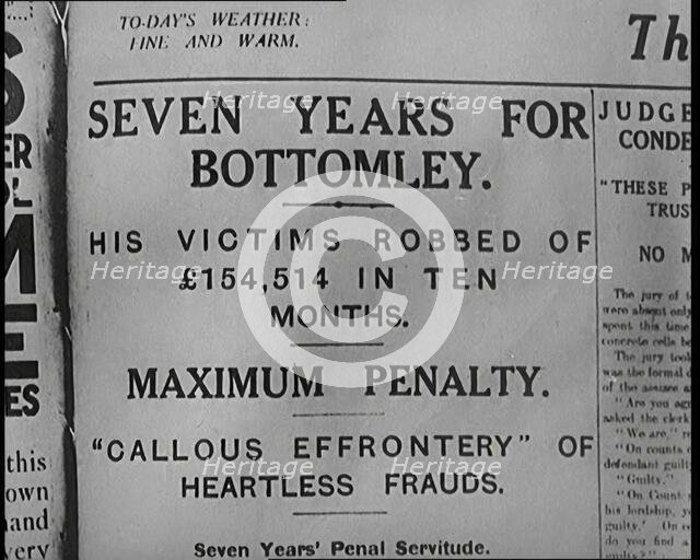 A Cover of One of Alfred Harmsworth, 1st Viscount Northcliffe's Newspapers..., 1922. Creator: British Pathe Ltd.