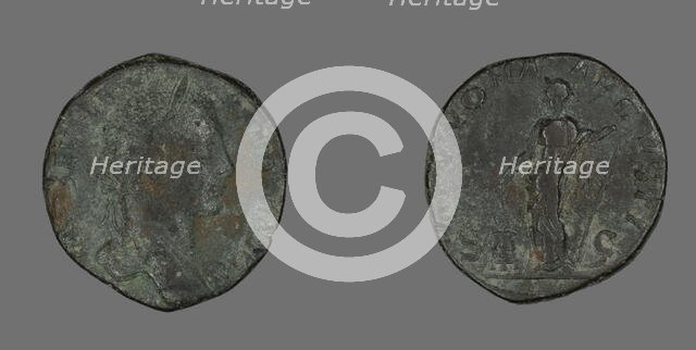 Sestertius (Coin) Portraying Emperor Severus Alexander, 222-231. Creator: Unknown.