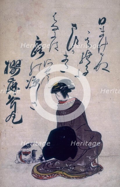 A portrait of a housewife 'kyoka' poetess, 1793. Creator: Utagawa Toyoharu.