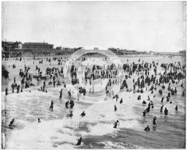 Beach at Atlantic City, New Jersey, USA, late 19th century. Artist: John L Stoddard