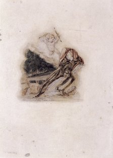 'Cupid and lover lamenting the death of a loved one', c1802-c1857.  Artist: Thomas Uwins