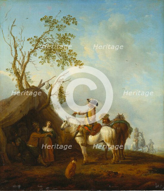 Horsemen before a Camp Follower's Tent, 18th century - 19th century. Creator: Unknown.